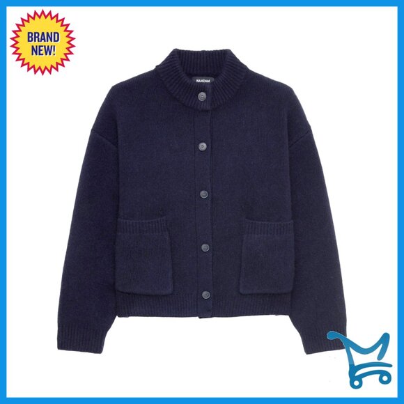 Oversized 100% Cashmere High Neck Cardigan Button Up Hand Wash